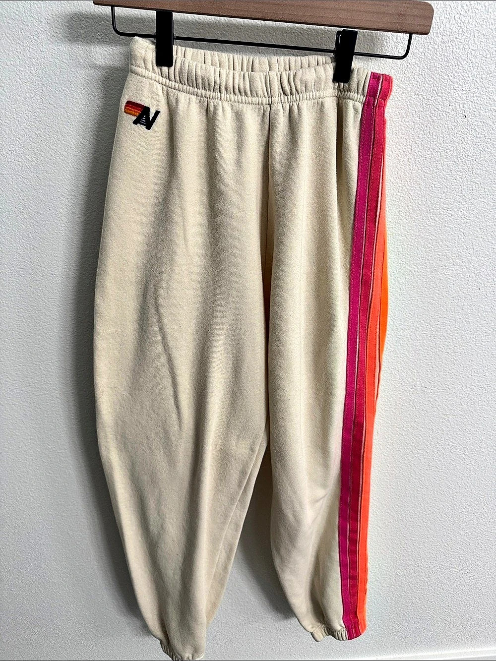Aviator Nation 5 Neon Stripe Sweatpants Cream Small